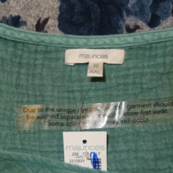 Maurice's Pretty Green Summer Gauze Top, NWT - Picture 5 of 7